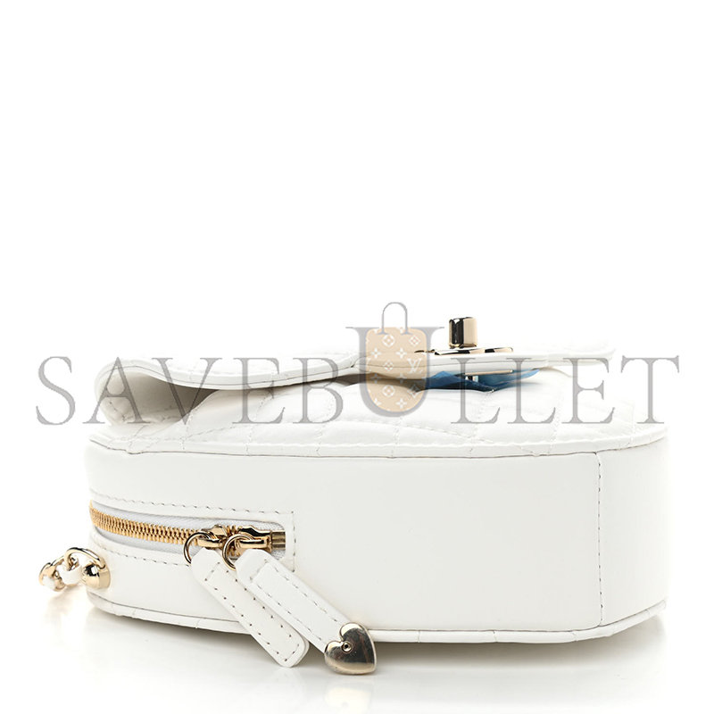 Ch**el heart bag lambskin in light white as5764 (18*18*5.5cm)
